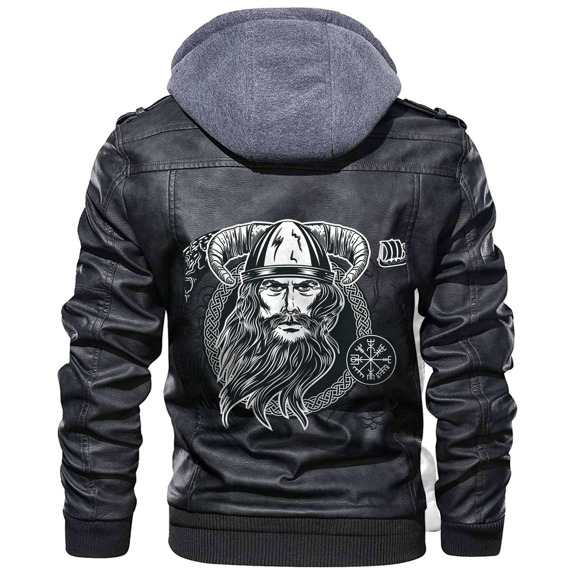Viking Viking's Head In A Horned Helmet Leather Jacket RLT12 - Wonder Print Shop