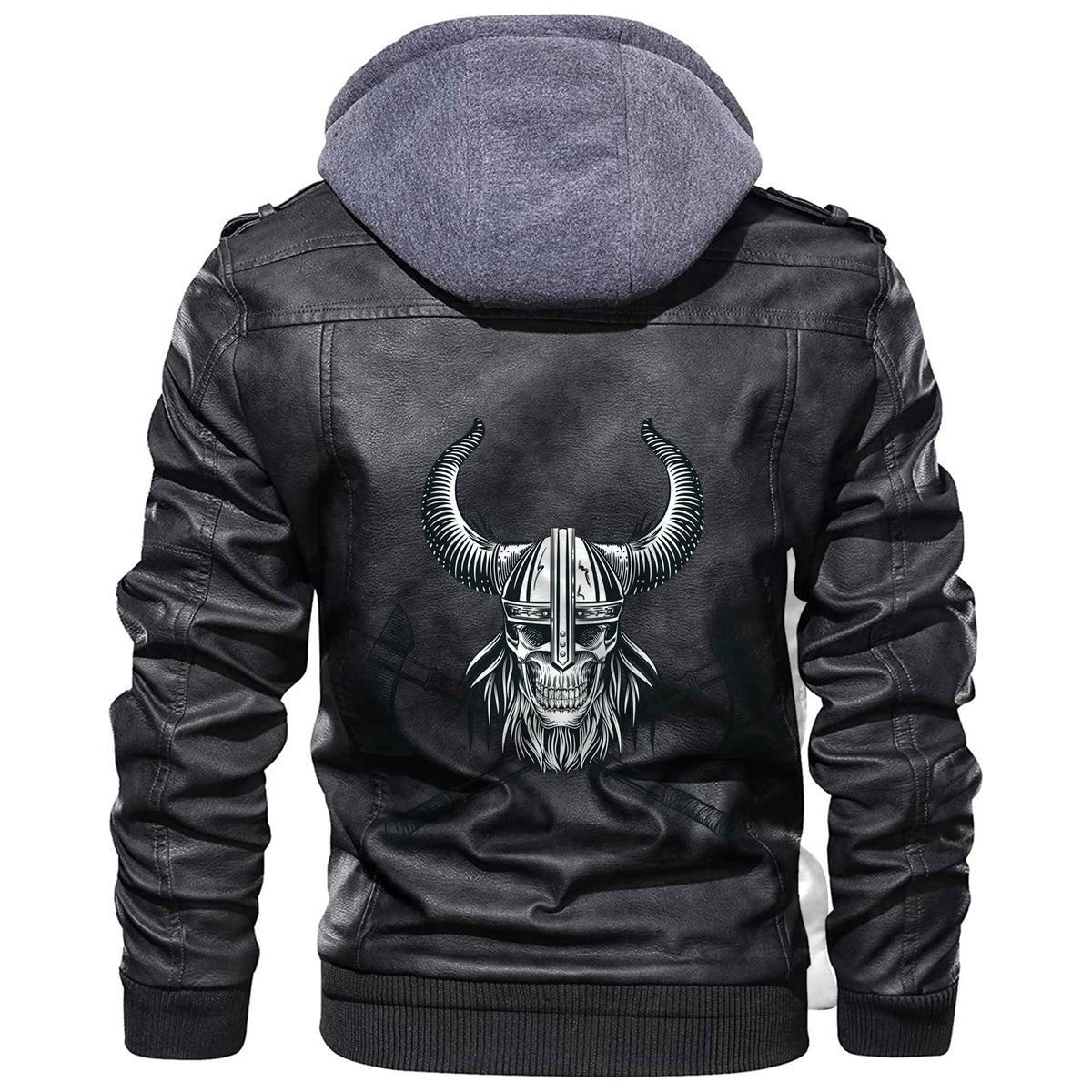 Viking Viking's Head In A Horned Helmet and Axes Leather Jacket RLT12 - Wonder Print Shop