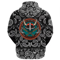 Viking Hoodie Vintage Round Print With Horned Helmet with Bandana Paisley Style RLT12 - Wonder Print Shop
