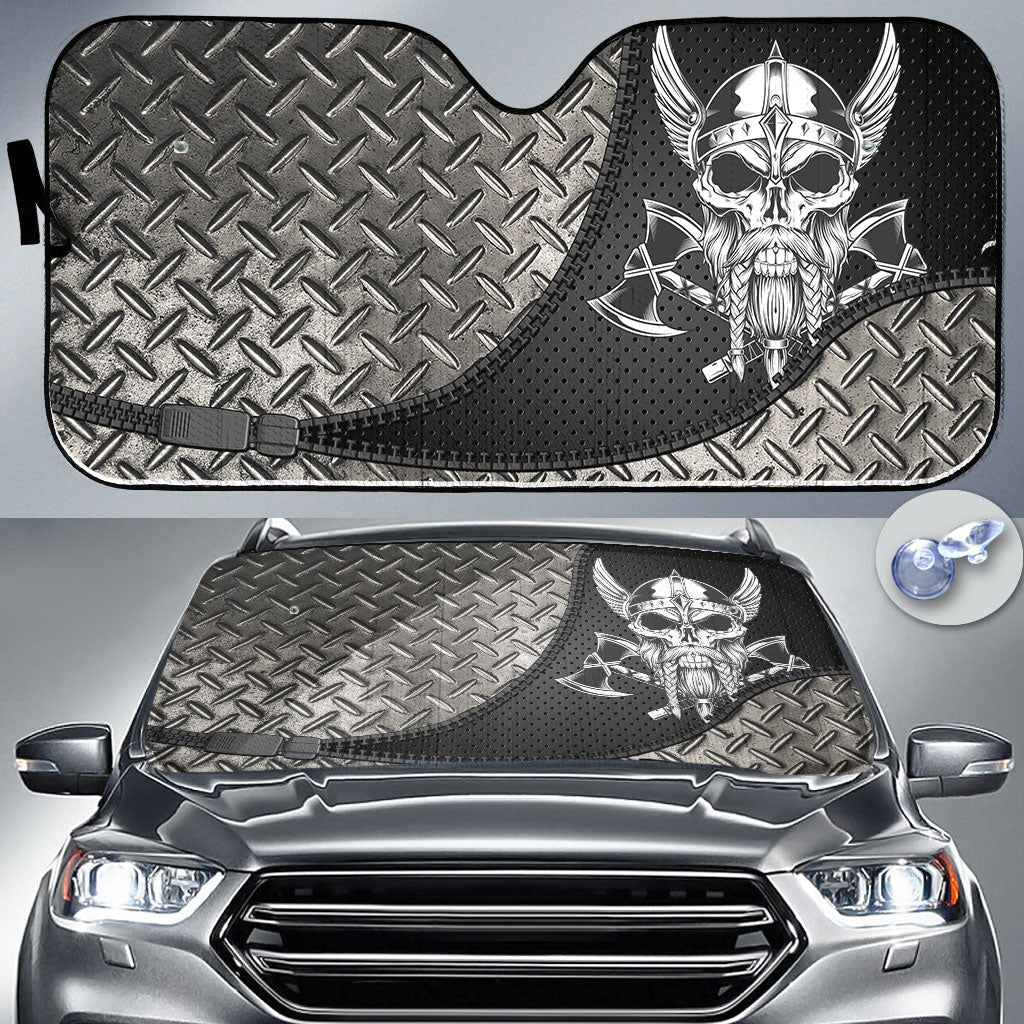 viking-auto-sun-shades-vintage-skull-and-axe-wing-monochrome-auto-sun-shades