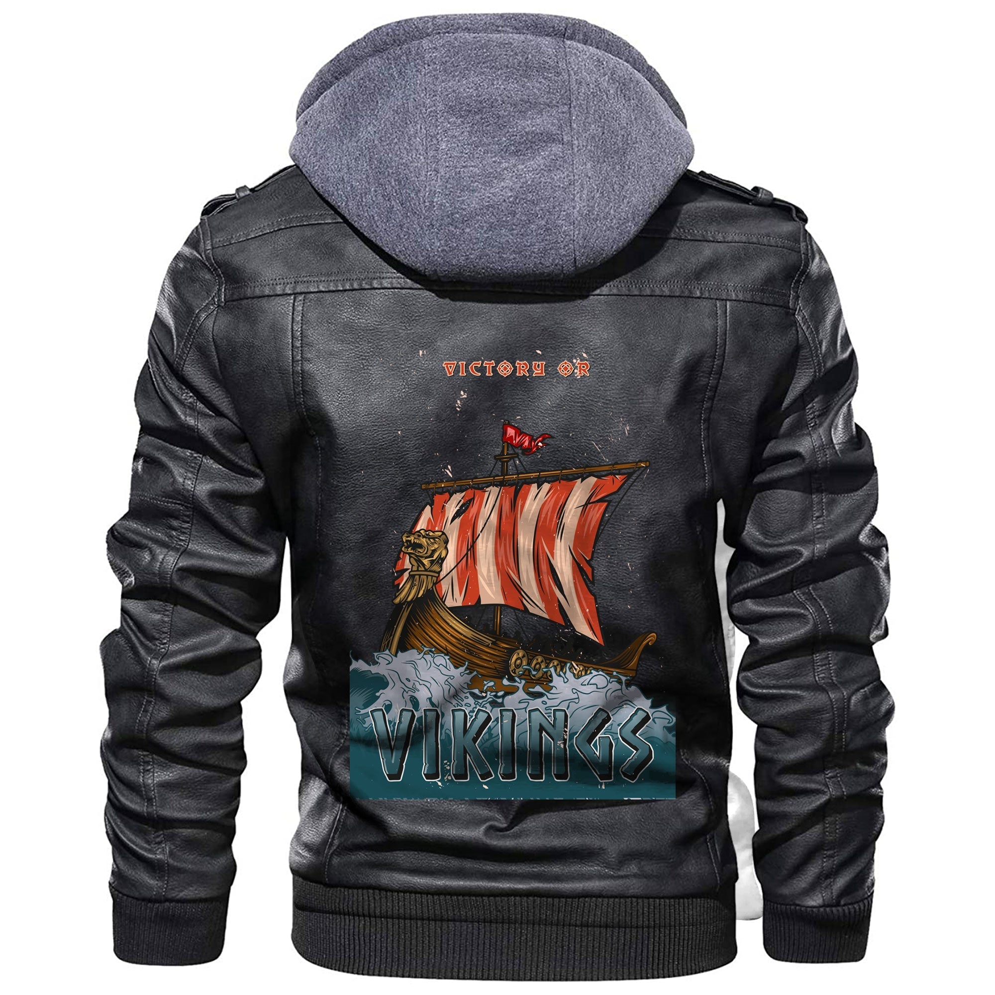 Viking Vintage Colorful Posters Drakkan Leather Jacket RLT12 - Wonder Print Shop