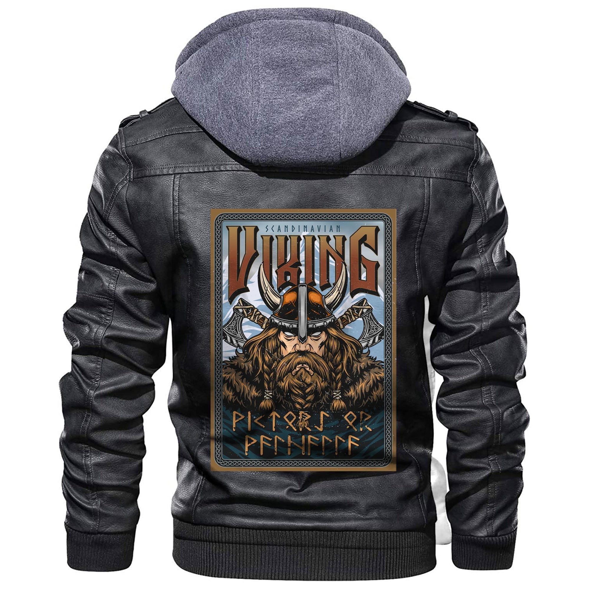 Viking Vintage Colorful Posters Leather Jacket RLT12 - Wonder Print Shop