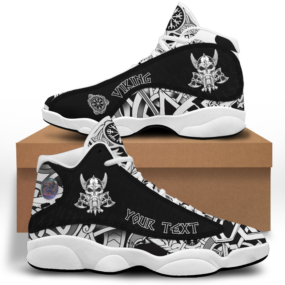 custom-viking-vintage-skull-and-axe-wing-monochrome-sneakers-j13