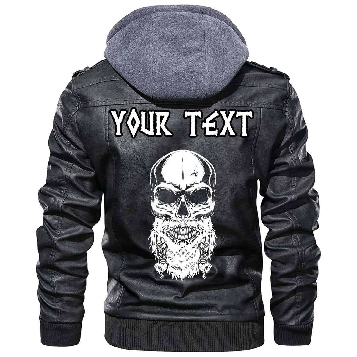 (Custom) Wonder Print Shop - Vintage Skull With Beard Leather Jacket RLT12 - Wonder Print Shop