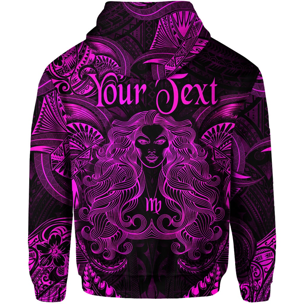 Custom Virgo Zodiac Polynesian Zip Hoodie Unique Style Pink LT8 - Wonder Print Shop