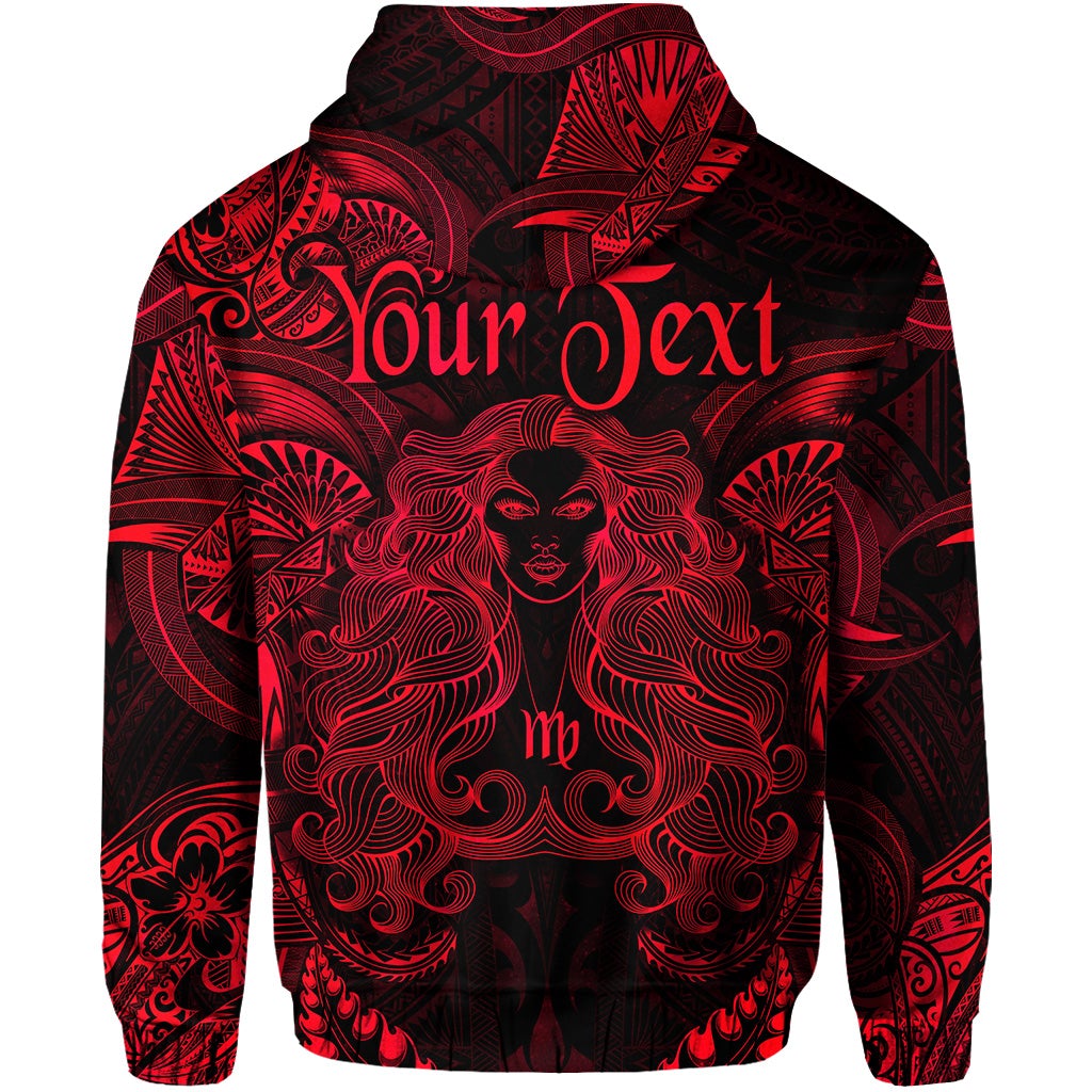 Custom Virgo Zodiac Polynesian Hoodie Unique Style Red LT8 - Wonder Print Shop