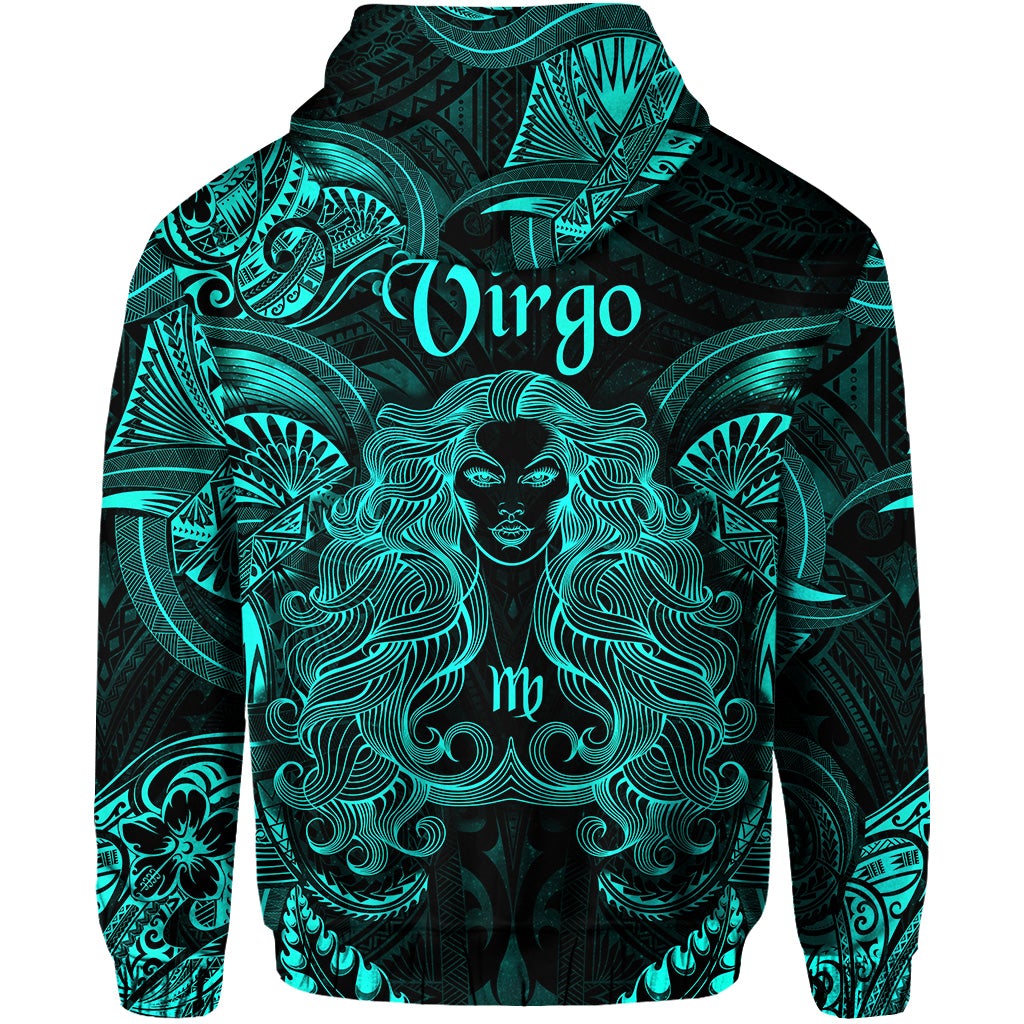 Virgo Zodiac Polynesian Hoodie Unique Style - Turquoise LT8 - Wonder Print Shop