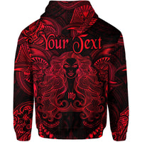 Custom Virgo Zodiac Polynesian Zip Hoodie Unique Style Red LT8 - Wonder Print Shop