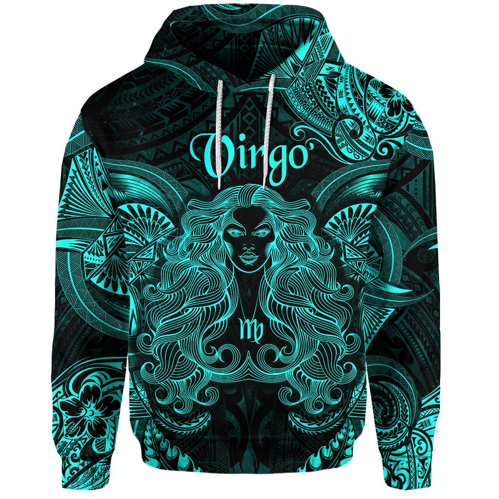 Virgo Zodiac Polynesian Hoodie Unique Style - Turquoise LT8 - Wonder Print Shop