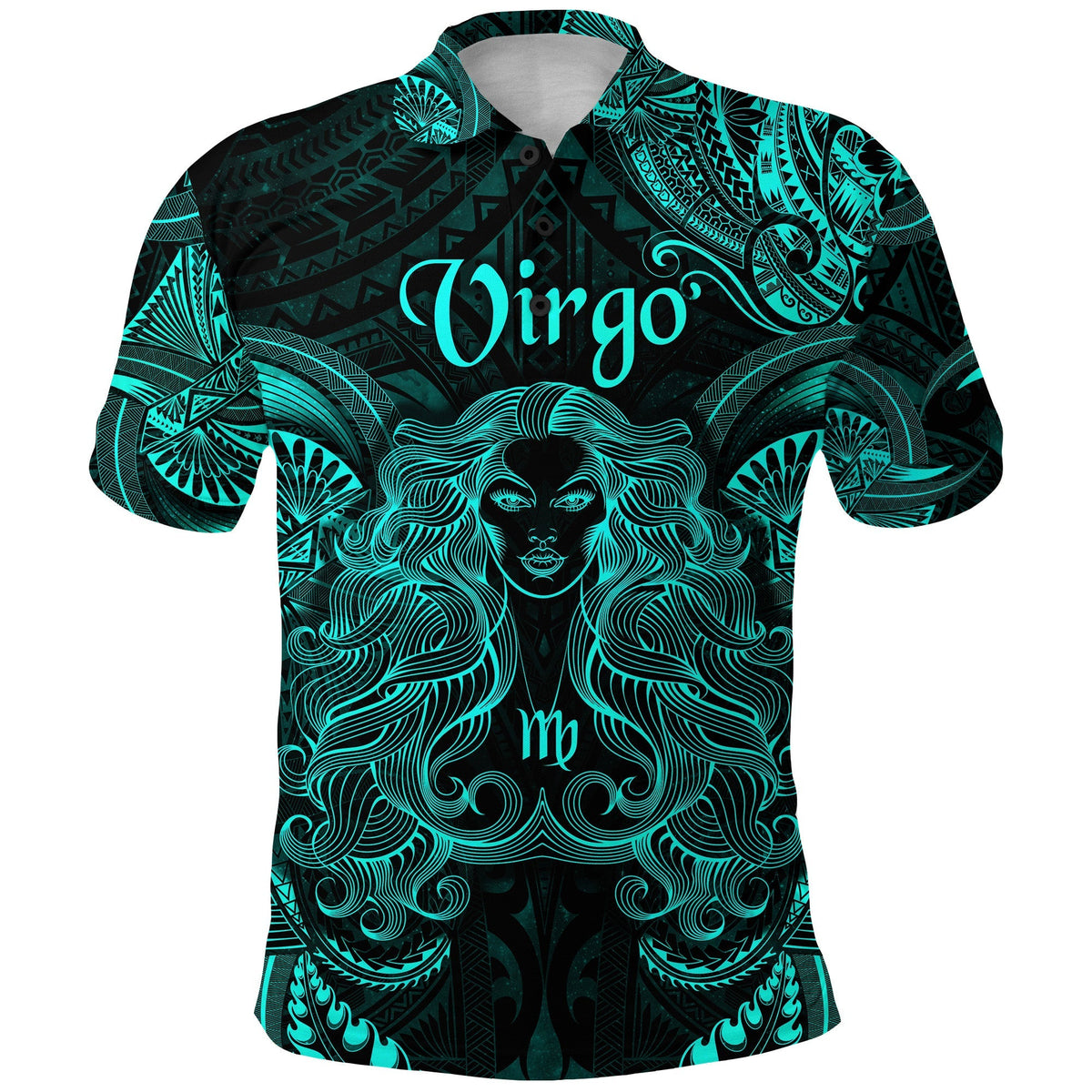 Virgo Zodiac Polynesian Polo Shirt Unique Style Turquoise LT8 - Wonder Print Shop