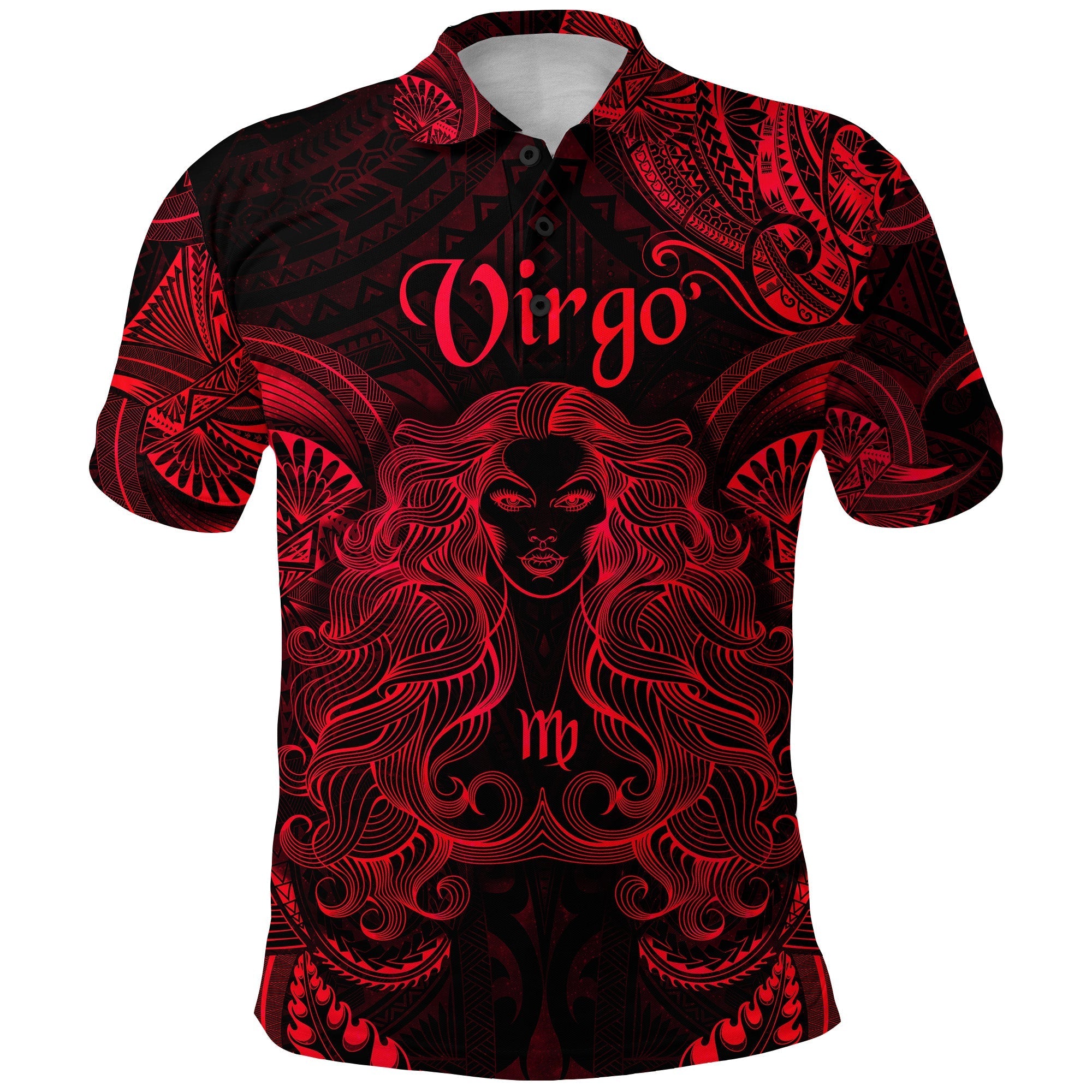 Virgo Zodiac Polynesian Polo Shirt Unique Style Red LT8 - Wonder Print Shop