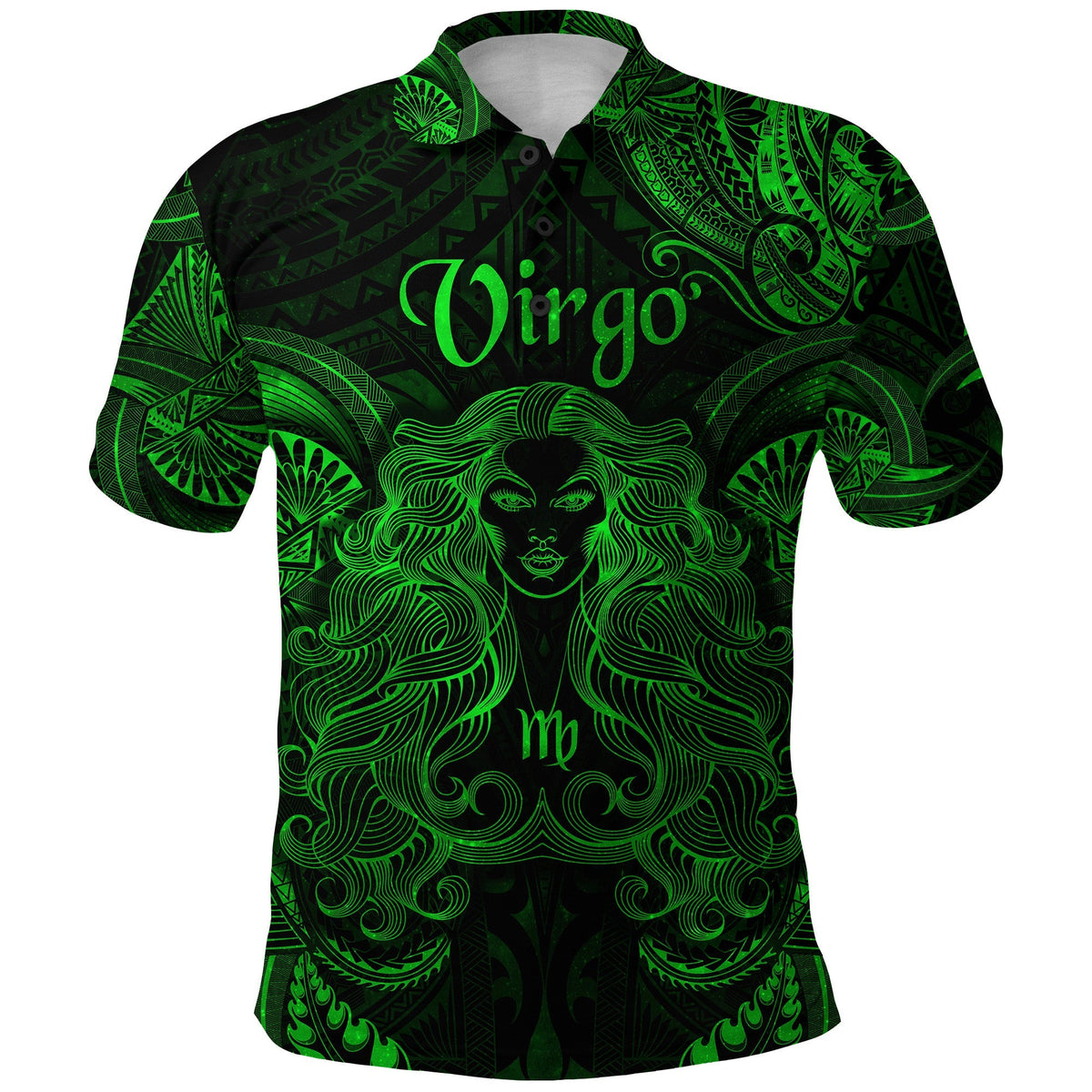 Virgo Zodiac Polynesian Polo Shirt Unique Style Green LT8 - Wonder Print Shop