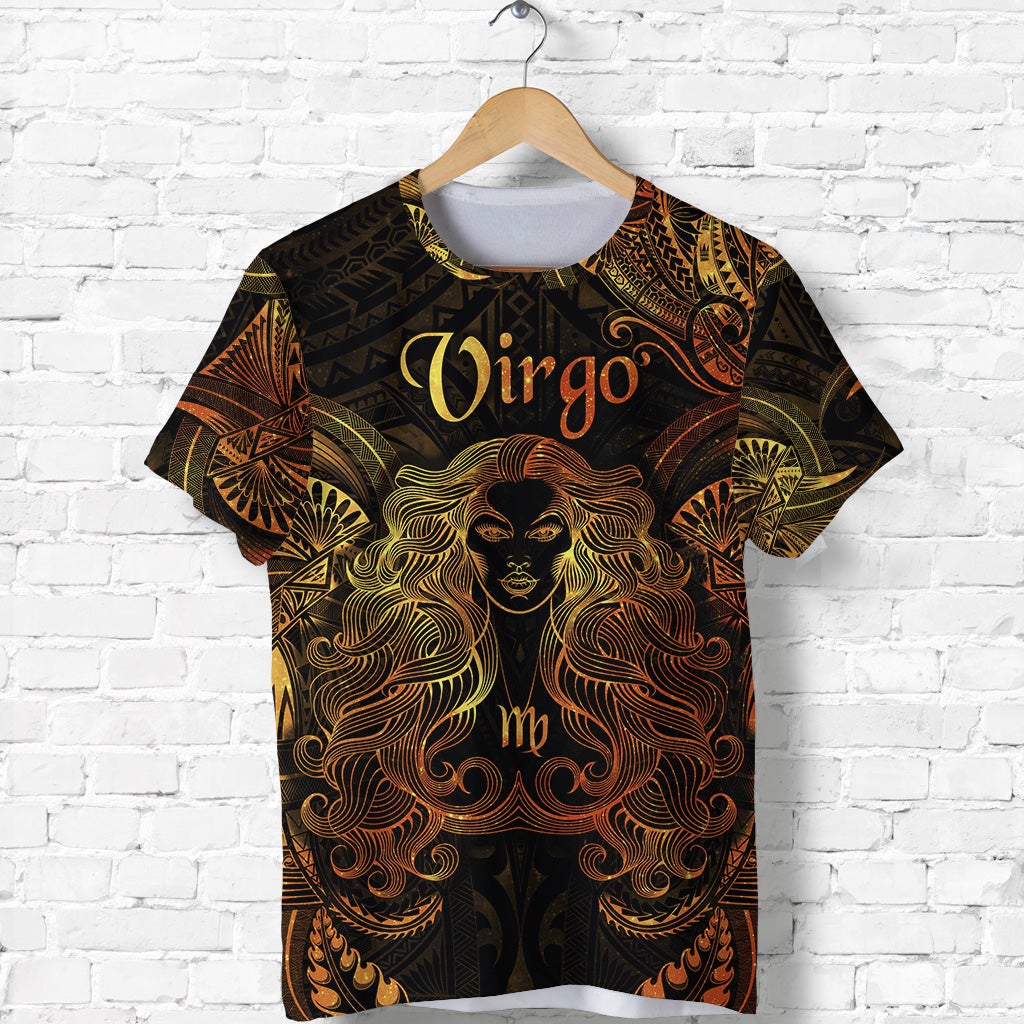 Custom Virgo Zodiac Polynesian T Shirt Unique Style Gold LT8 - Wonder Print Shop