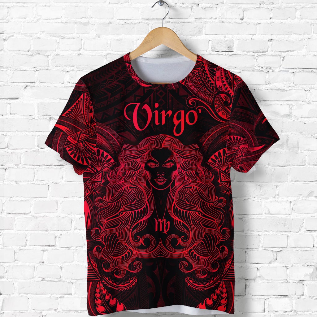 Custom Virgo Zodiac Polynesian T Shirt Unique Style Red LT8 - Wonder Print Shop