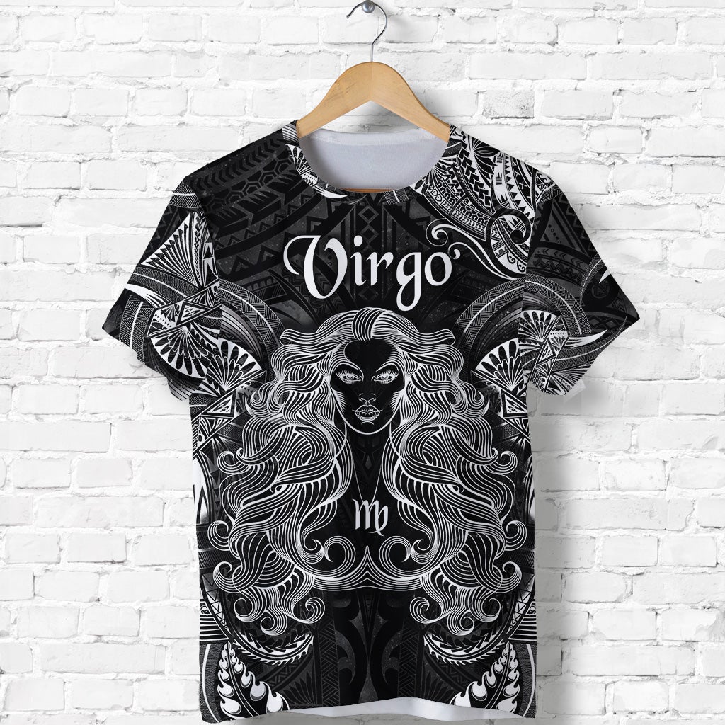 Custom Virgo Zodiac Polynesian T Shirt Unique Style Black LT8 - Wonder Print Shop