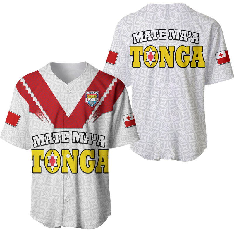 Mate Ma'a Tonga Rugby Baseball Jersey Tongan Kupesi White Style LT9 - Wonder Print Shop