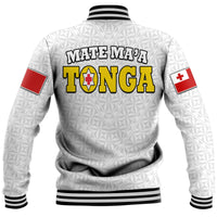Mate Ma'a Tonga Rugby Baseball Jacket Tongan Kupesi White Style LT9 - Wonder Print Shop