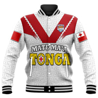 Custom Personalised Mate Ma'a Tonga Rugby Baseball Jacket Tongan Kupesi White Style LT9 - Wonder Print Shop