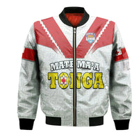 Custom Personalised Mate Ma'a Tonga Rugby Bomber Jacket Tongan Kupesi White Style LT9 - Wonder Print Shop