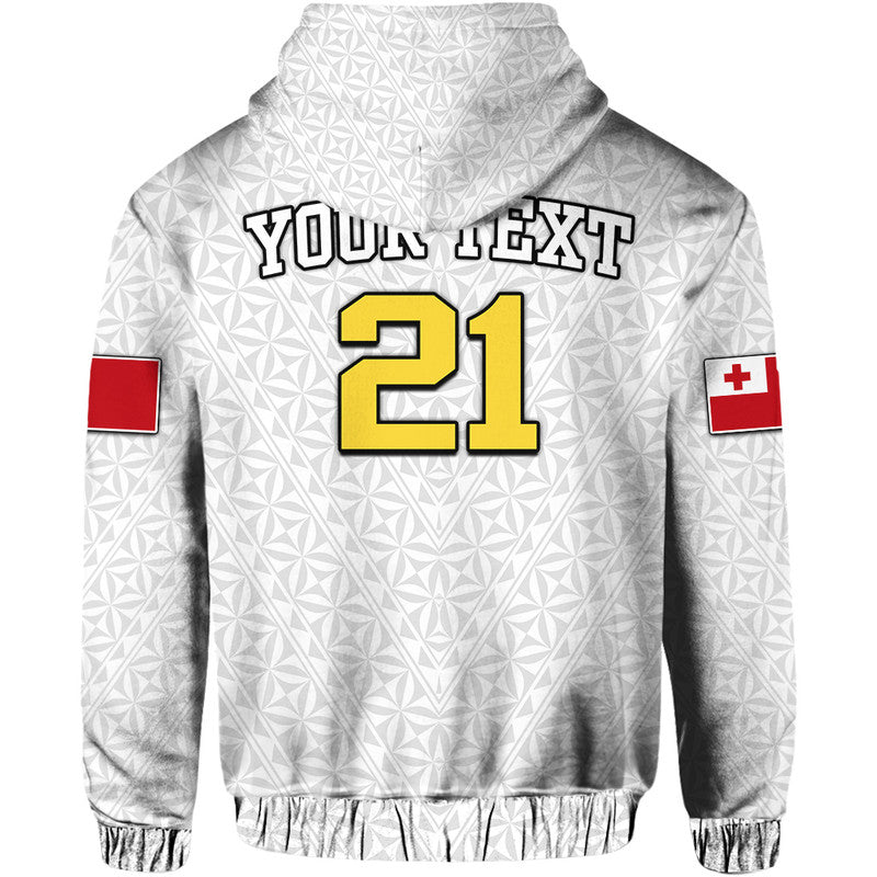 Custom Personalised Mate Maa Tonga Rugby Hoodie Tongan Kupesi White Style - Wonder Print Shop