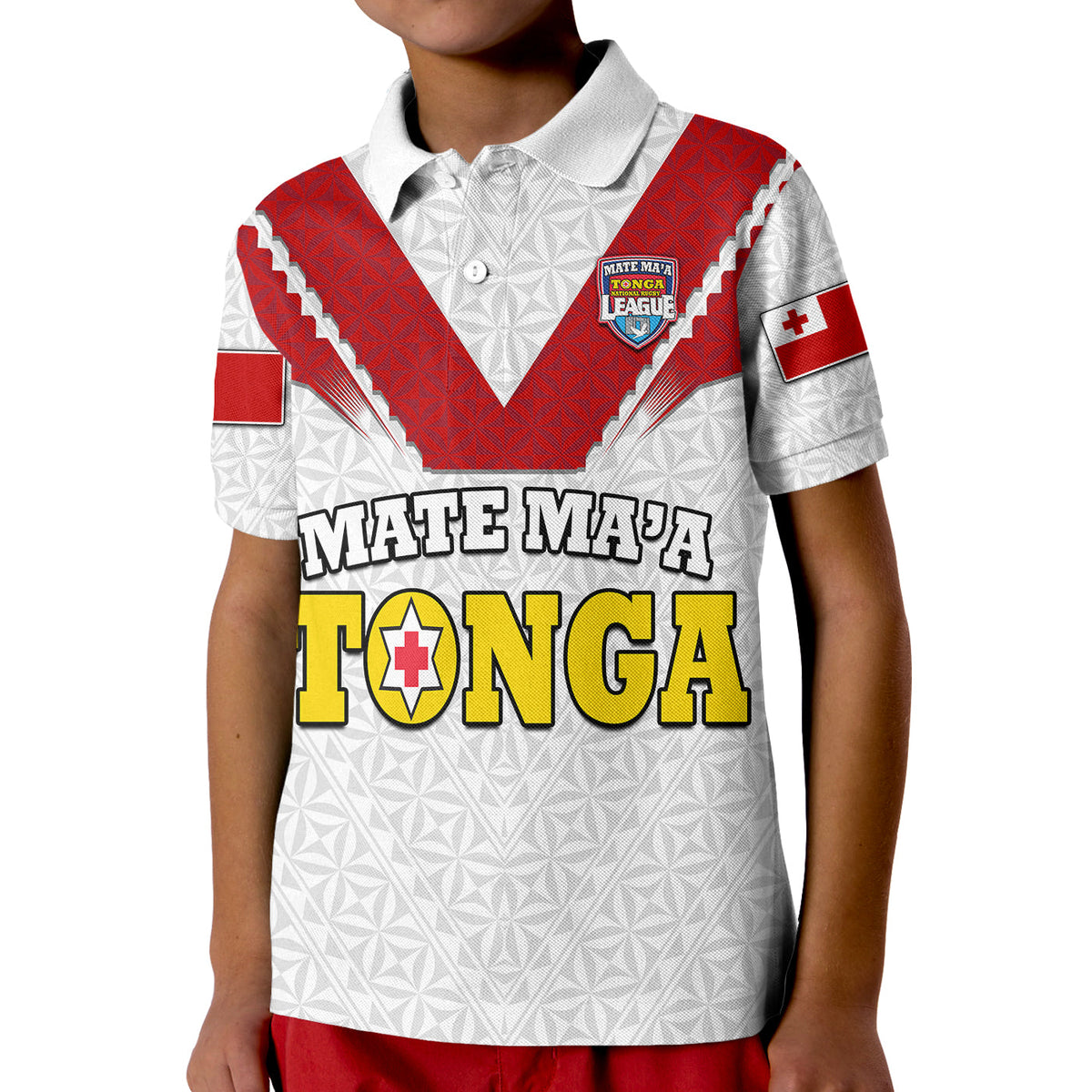 Mate Maa Tonga Rugby Polo Shirt Tongan Kupesi White Style - Wonder Print Shop