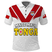 Custom Mate Maa Tonga Rugby Polo Shirt Tongan Kupesi White Style - Wonder Print Shop