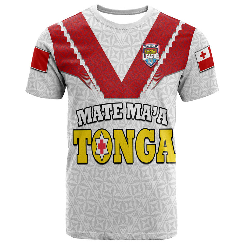 Custom Mate MaA Tonga Rugby T Shirt Tongan Kupesi White Style - Wonder Print Shop