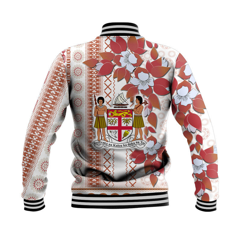 Fiji Baseball Jacket Tagimoucia Mixed White Tapa Style LT9 - Wonder Print Shop