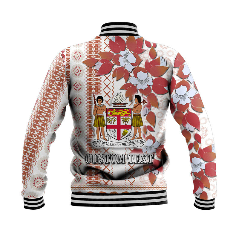 Custom Personalised Fiji Baseball Jacket Tagimoucia Mixed White Tapa Style LT9 - Wonder Print Shop