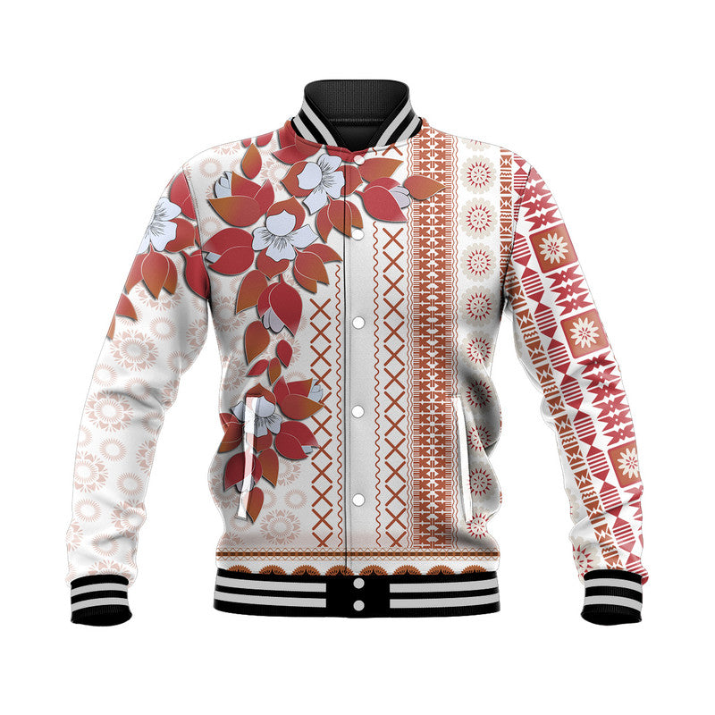 Fiji Baseball Jacket Tagimoucia Mixed White Tapa Style LT9 - Wonder Print Shop