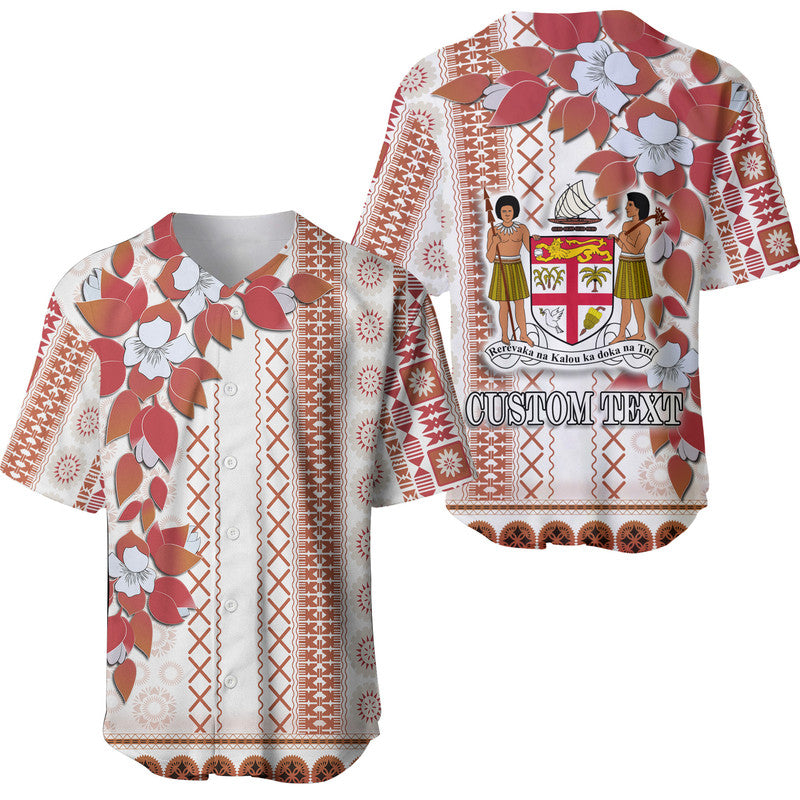 Custom Personalised Fiji Baseball Jersey Tagimoucia Mixed White Tapa Style LT9 - Wonder Print Shop