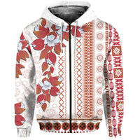 Custom Personalised Fiji Hoodie Tagimoucia Mixed White Tapa Style - Wonder Print Shop