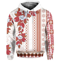 Fiji Hoodie Tagimoucia Mixed White Tapa Style - Wonder Print Shop