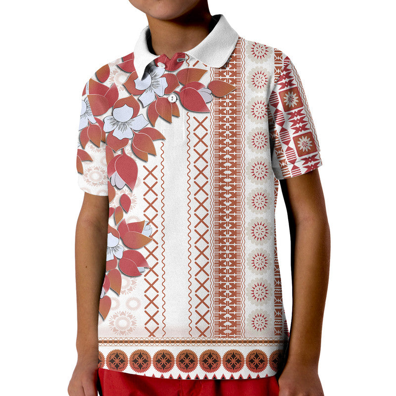 Fiji Polo Shirt Tagimoucia Mixed White Tapa Style - Wonder Print Shop
