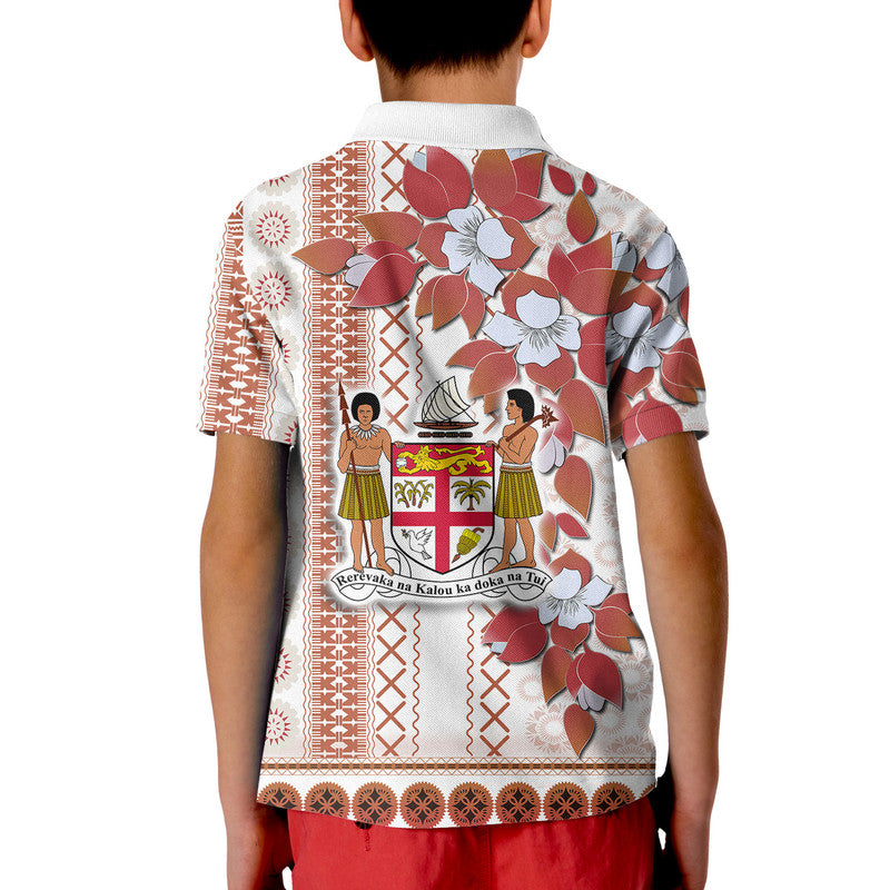 Fiji Polo Shirt Tagimoucia Mixed White Tapa Style - Wonder Print Shop