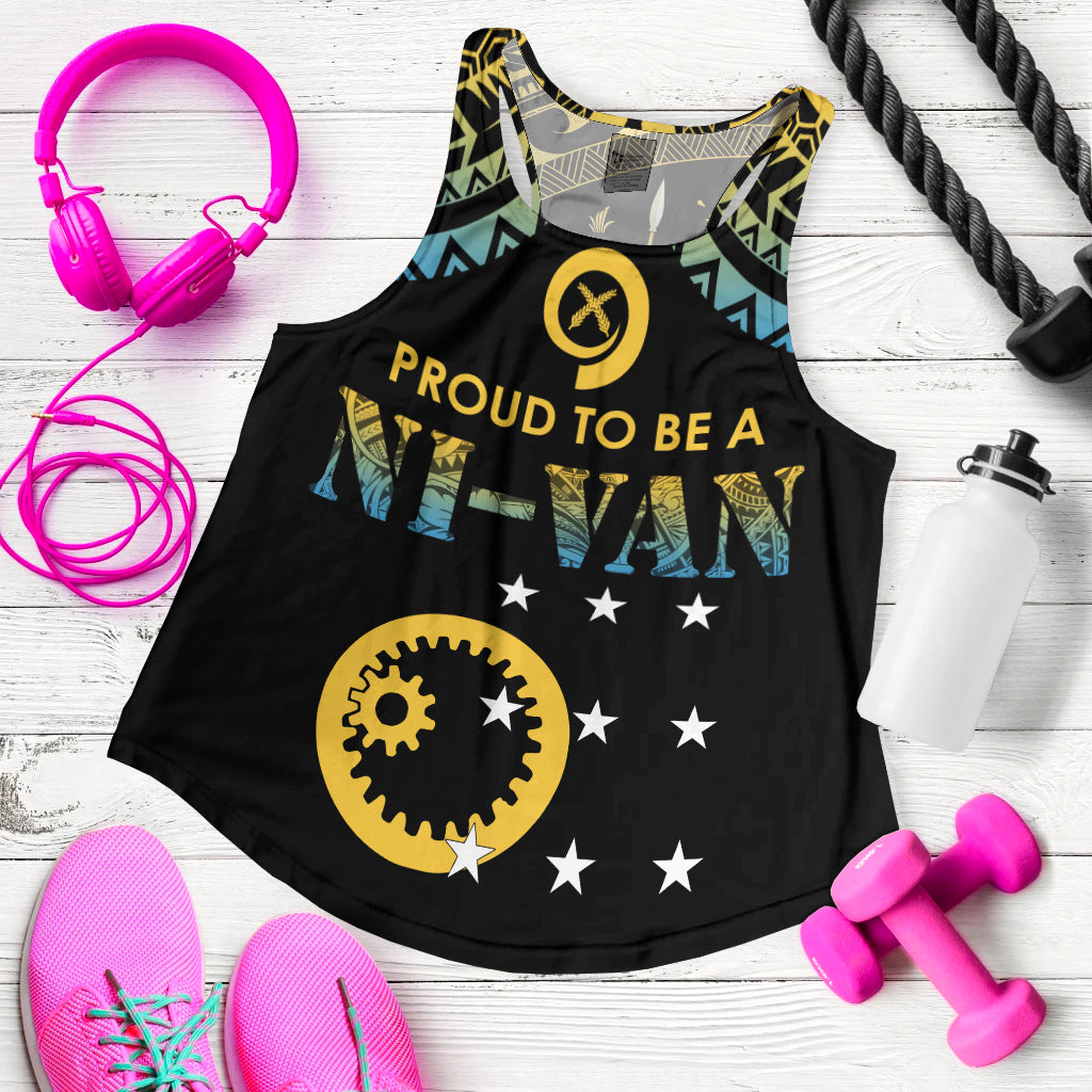 Vanuatu Proud To Be A Ni-Van - Polynesian Pattern Women Racerback Tank - Sanma Province - Wonder Print Shop