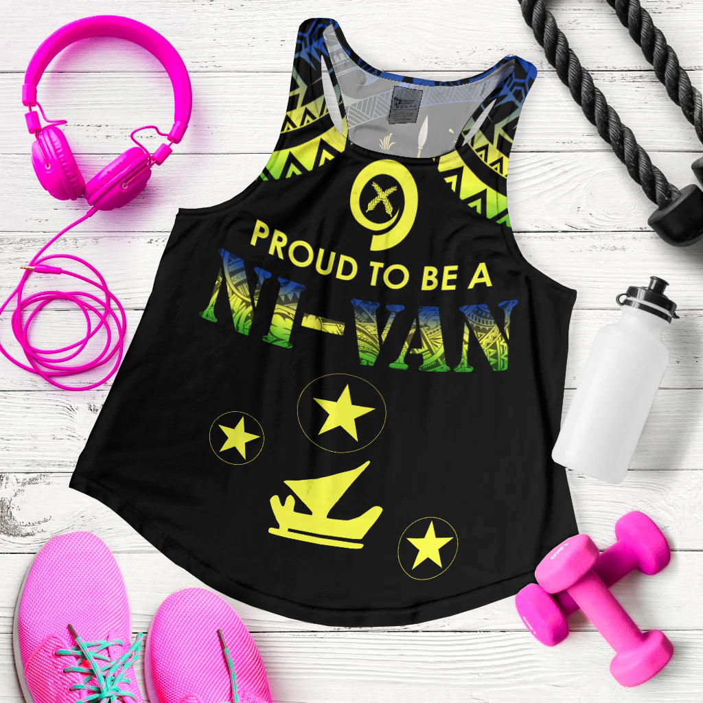 Vanuatu Proud To Be A Ni-Van - Polynesian Pattern Women Racerback Tank - Malampa Province - Wonder Print Shop