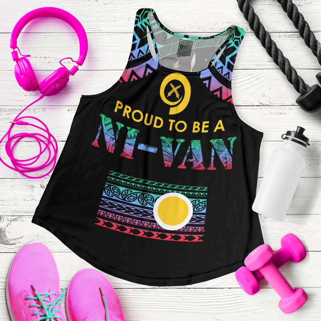 Vanuatu Proud To Be A Ni-Van - Polynesian Pattern Women Racerback Tank - Shefa Province - Wonder Print Shop
