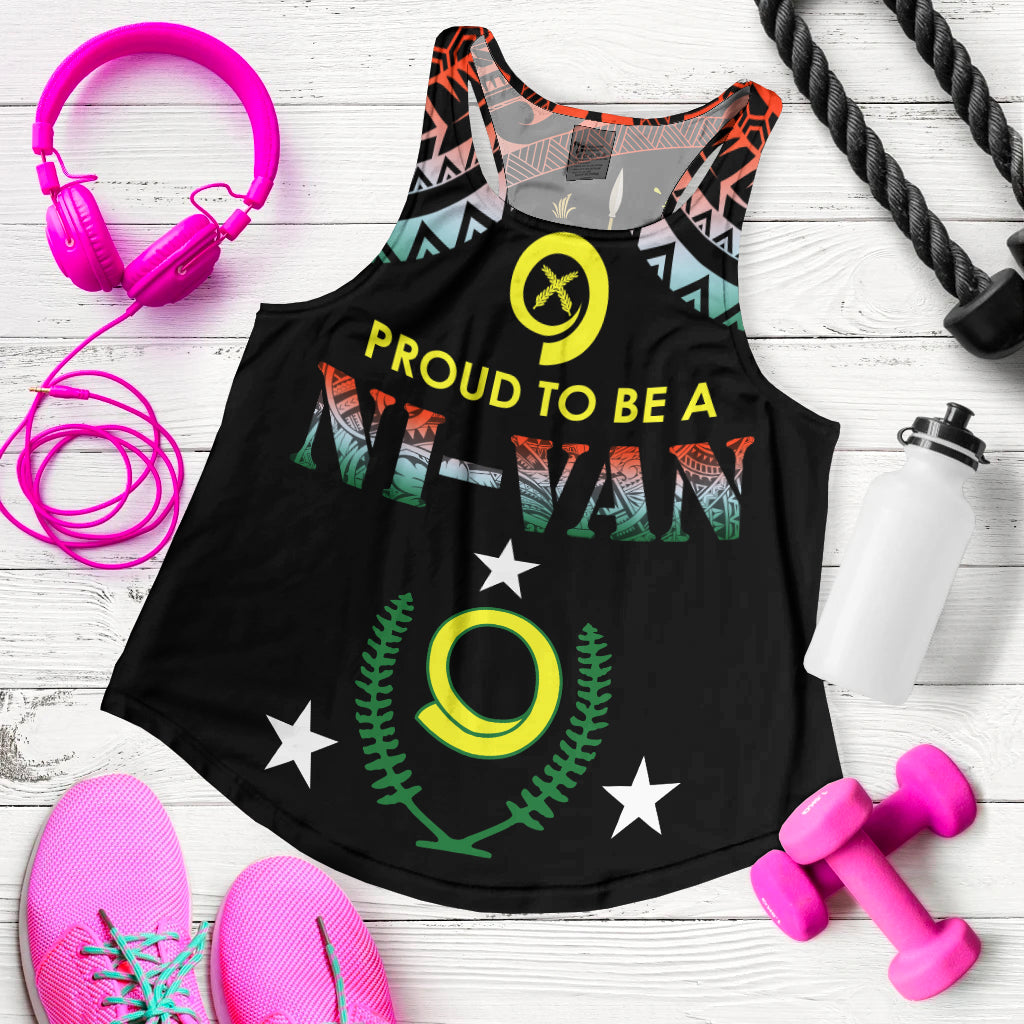 Vanuatu Proud To Be A Ni-Van - Polynesian Pattern Women Racerback Tank - Penama Province - Wonder Print Shop