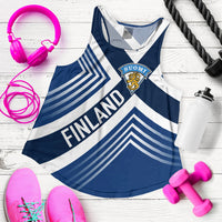 Personalised Finland Ice Hockey World Championships Suomi Women Racerback Tank - Blue Version - Wonder Print Shop