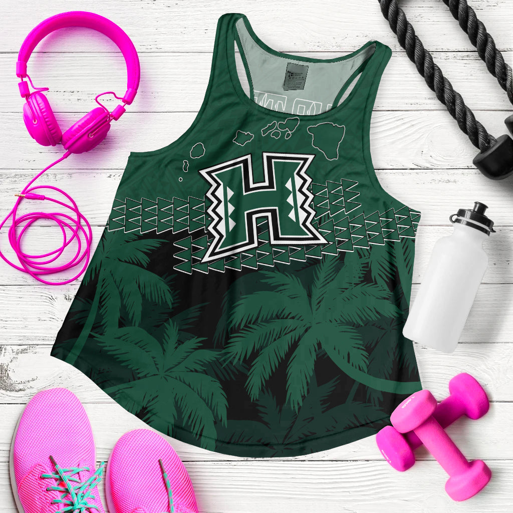 Personalised Hawaii Rainbow Warriors Women Racerback Tank Laau Pama - Wonder Print Shop