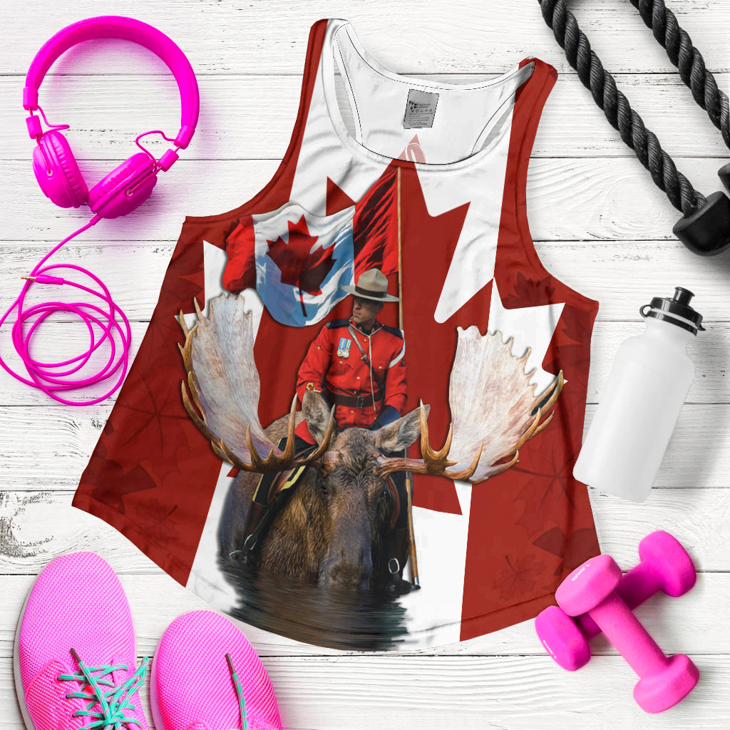 Canada Day Women Racerback Tank Mountie on Moose - Wonder Print Shop