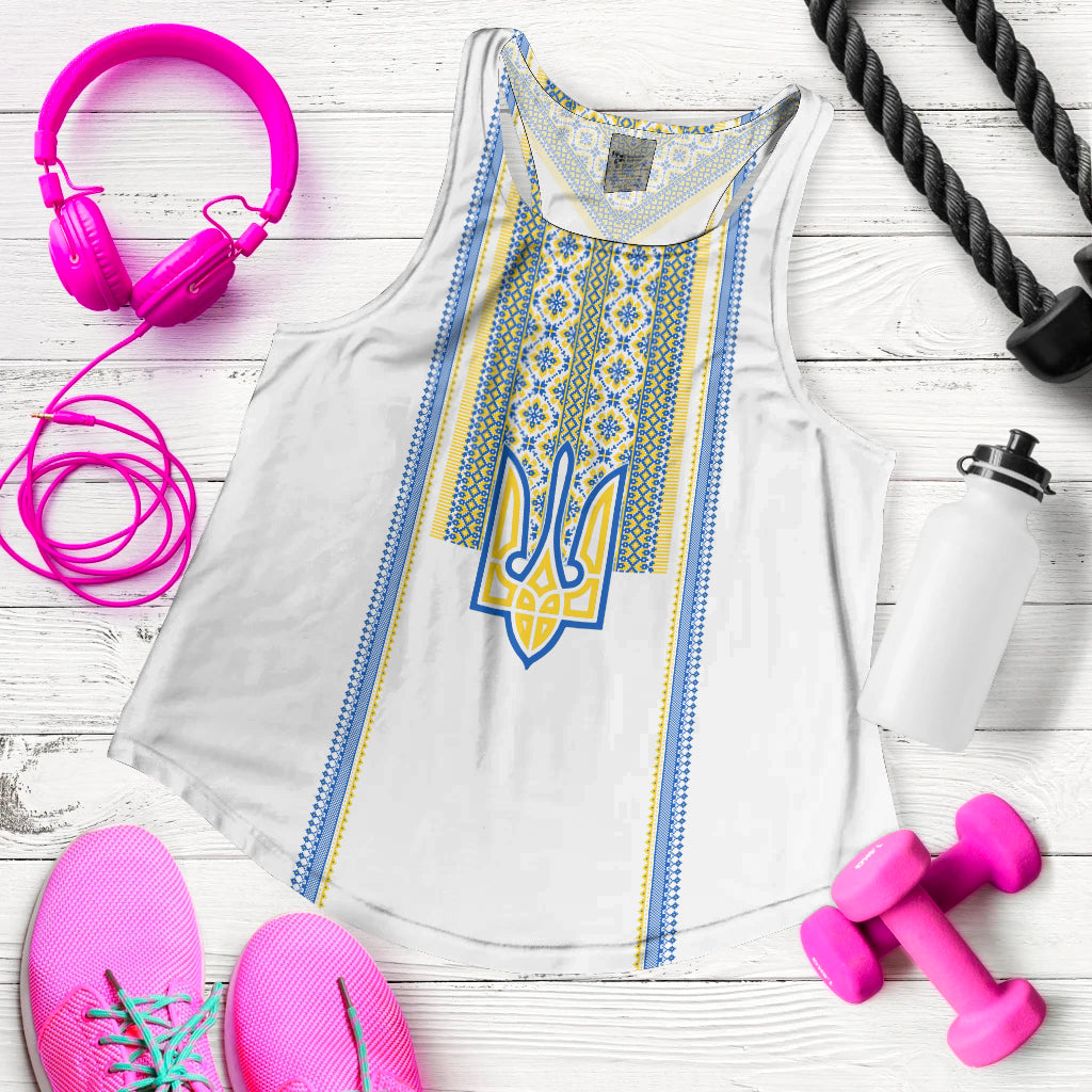 Ukraine Folk Patterns Women Racerback Tank Top Unity Day - White - Wonder Print Shop