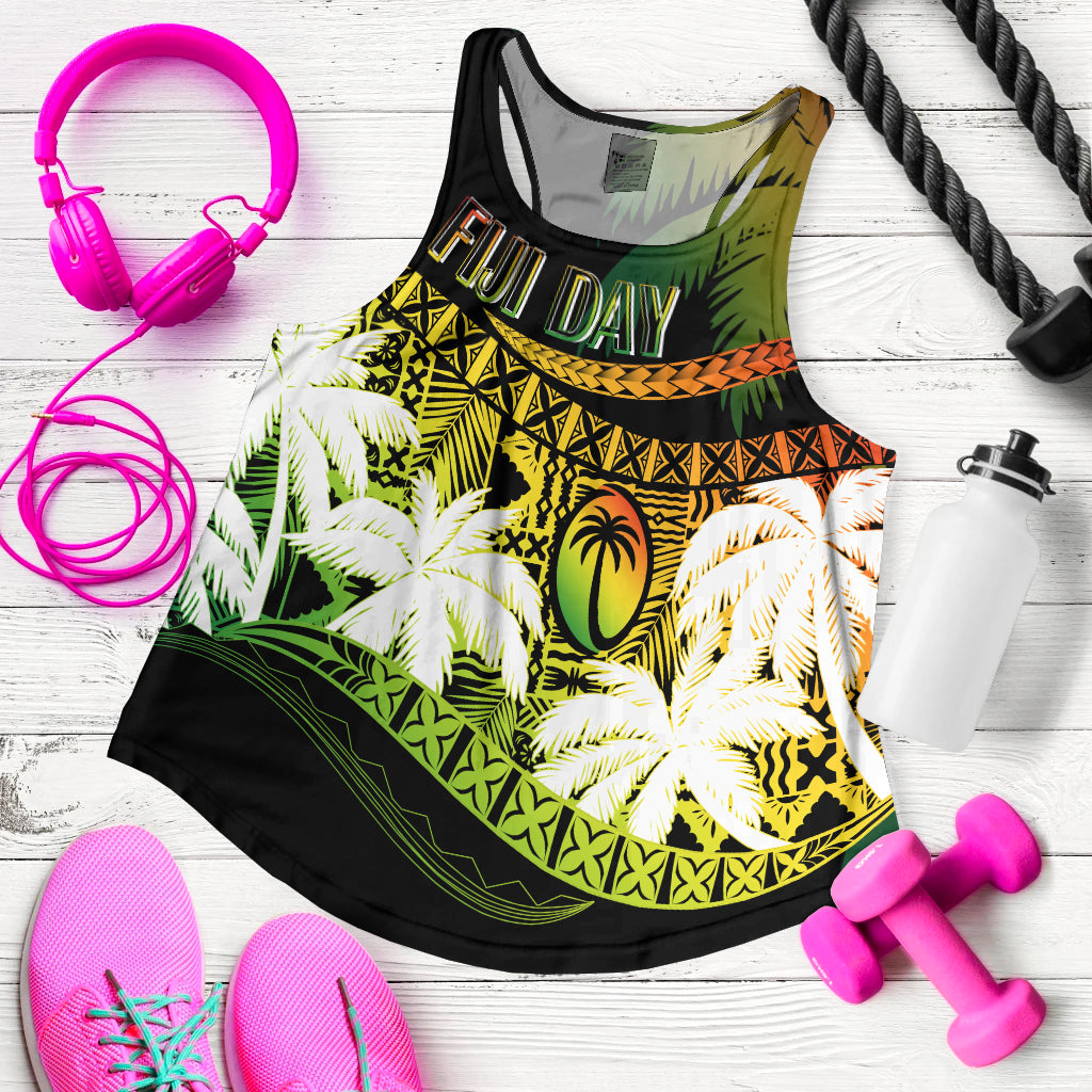 Personalised Fiji Day Women Racerback Tank Flying Fijians Masi Kesa Style - Reggae - Wonder Print Shop
