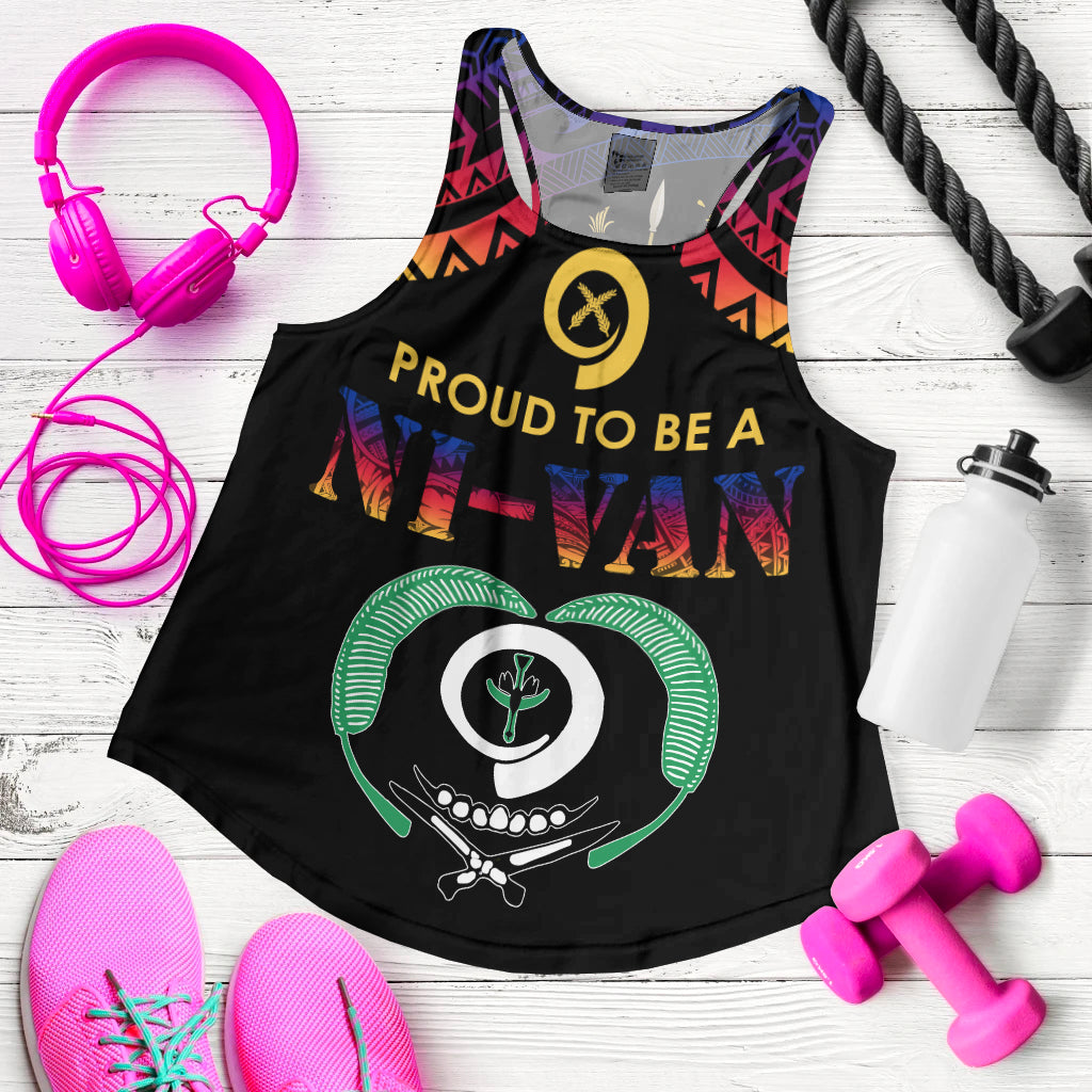 Vanuatu Proud To Be A Ni-Van - Polynesian Pattern Women Racerback Tank - Torba Province - Wonder Print Shop