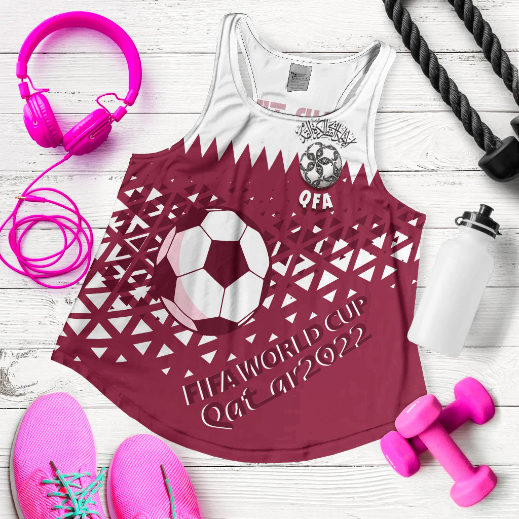 Personalised Qatar Women Racerback Tank World Cup 2022 Sporty Vibes - Wonder Print Shop