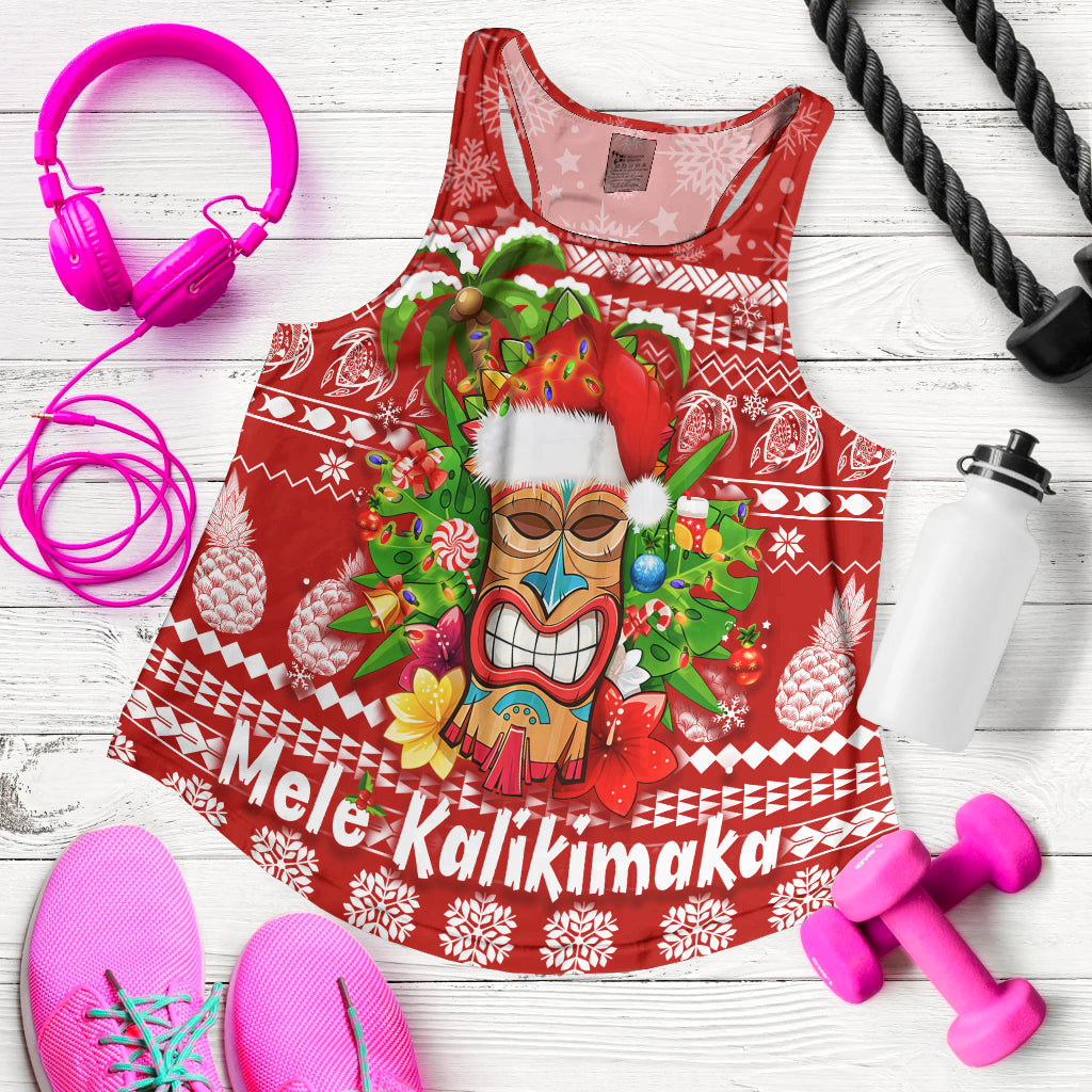 Hawaii Christmas Women Racerback Tank Mele Kalikimaka - Tiki - Wonder Print Shop