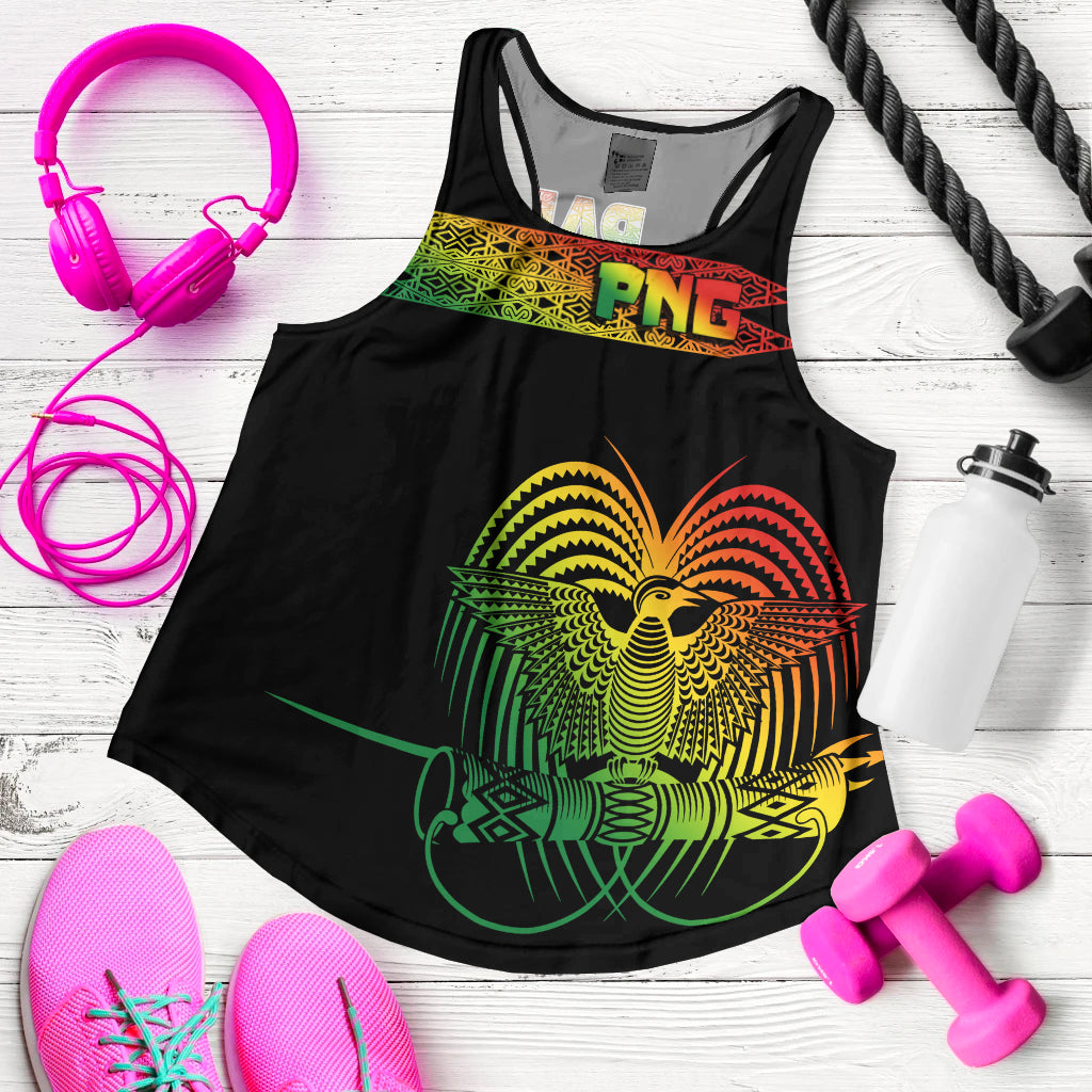 PNG Hibiscus Tribal Pattern Women Racerback Tank Motuan Reggae Color - Wonder Print Shop