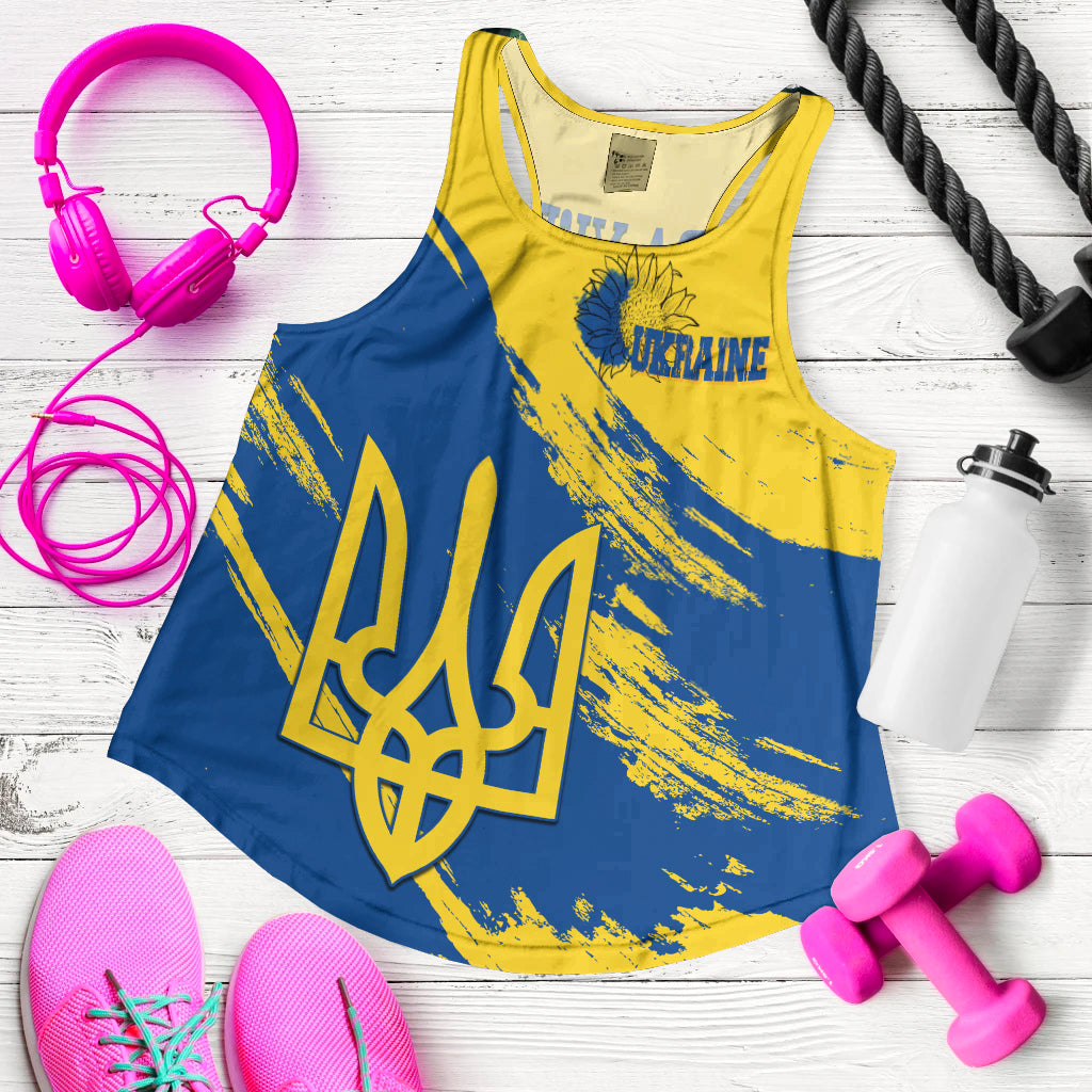 Ukraine Women Racerback Tank Slava Ukraini Grunge Style - Wonder Print Shop