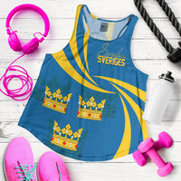 Sweden Three Crowns Personalised Women Racerback Tank Heja Sverige - Wonder Print Shop